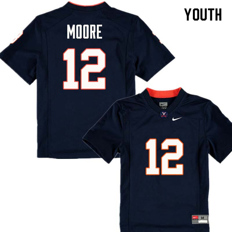 Youth #12 Shawn Moore Virginia Cavaliers College Football Jerseys Sale-Navy - Click Image to Close